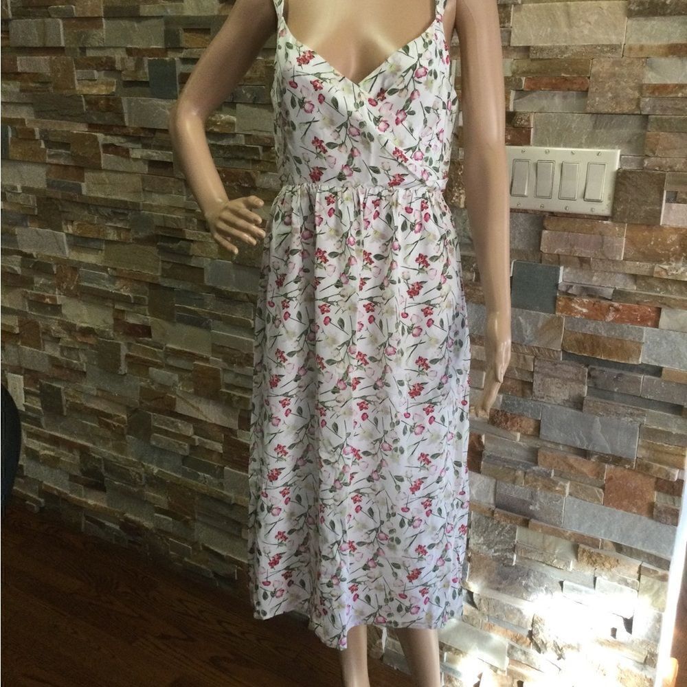 CLUB MONACO Germaine Silk Floral MIDI Dress